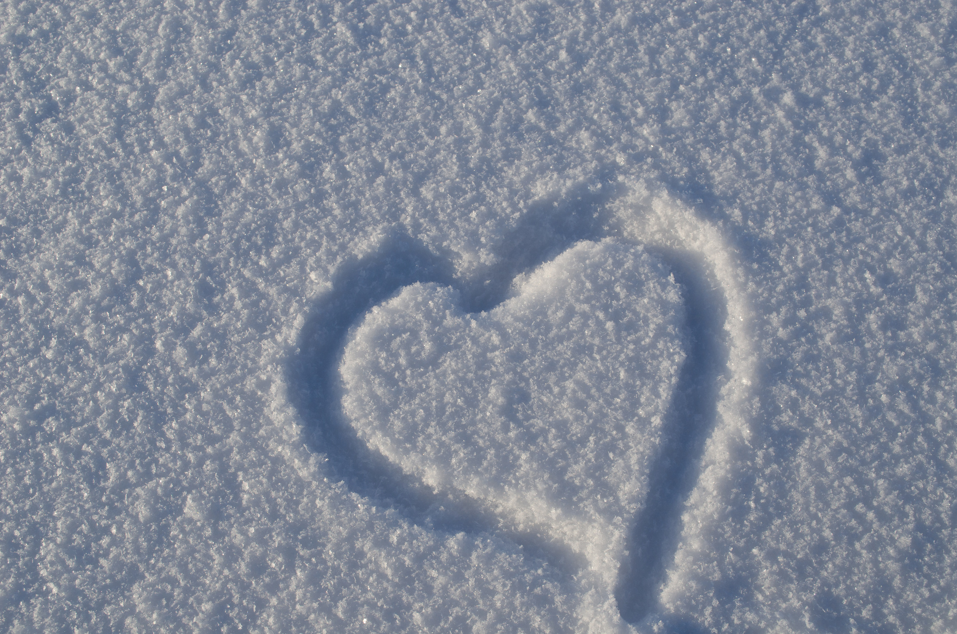 Simple heart shape draw snow concept winter love